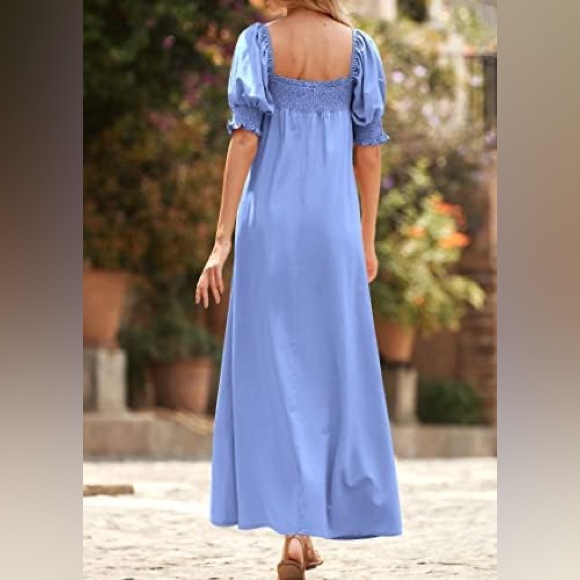 Kirundo Women’s Light Blue Maxi Dress with Smocked Bodice - Picture 3 of 8